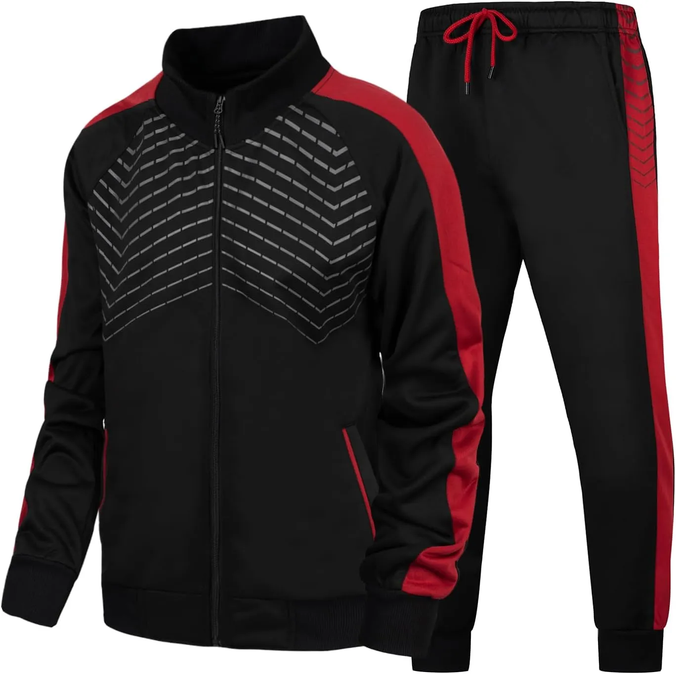 LBL Leading the Better Life Men's Sweat Suit 2 Piece Outfit Casual Contrast Sports Jogging Tracksuits Set