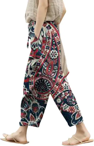 Leggings with Pockets for Women Drawstring Pants Plus Size Trendy Striped Spring Summer Gauze Pants Linen Pants Yoga