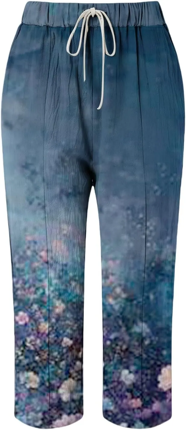 Leggings with Pockets for Women Drawstring Pants Plus Size Trendy Striped Spring Summer Gauze Pants Linen Pants Yoga