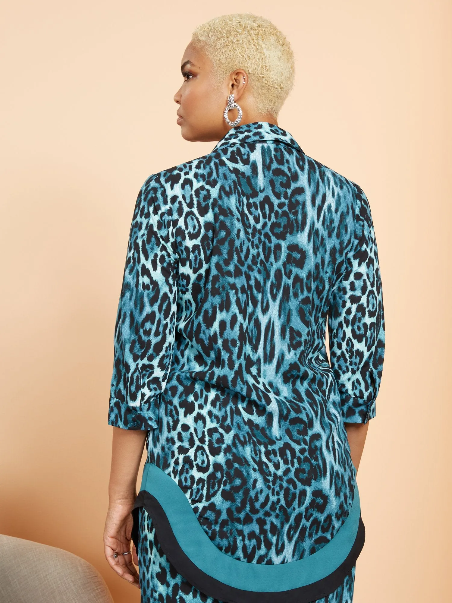 Leopard-Print Button-Down Top