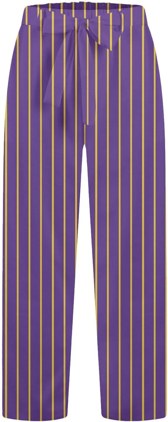 Linen Wide Leg Pants for Women High Waisted Adjustable Tie Knot Work Loose Flowy Beach Long Trousers with Pockets