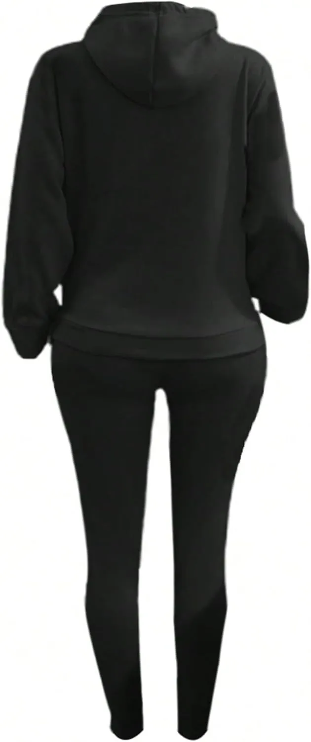 LovelyWholesale Womens 2 Piece Set Hoodie Sweatshirts and Jogger Sets