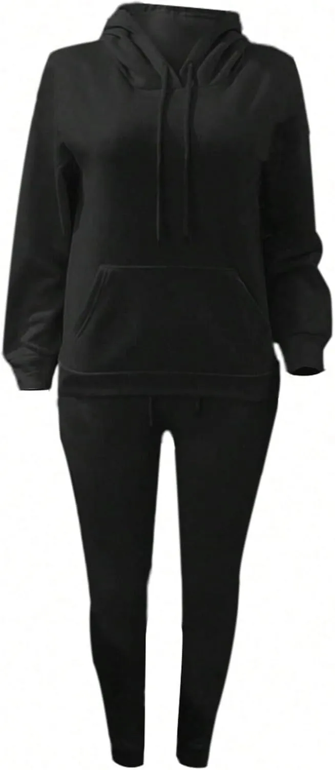 LovelyWholesale Womens 2 Piece Set Hoodie Sweatshirts and Jogger Sets