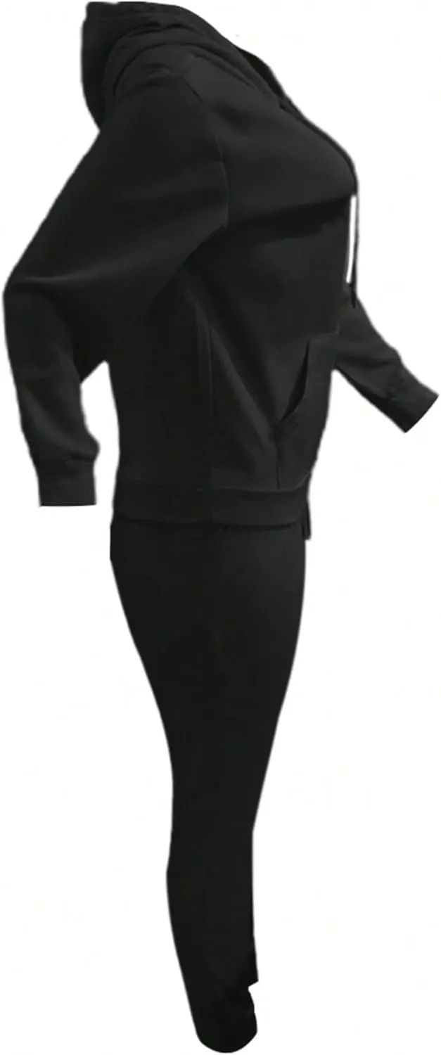 LovelyWholesale Womens 2 Piece Set Hoodie Sweatshirts and Jogger Sets