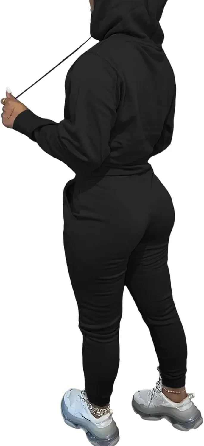 LovelyWholesale Womens 2 Piece Set Hoodie Sweatshirts and Jogger Sets