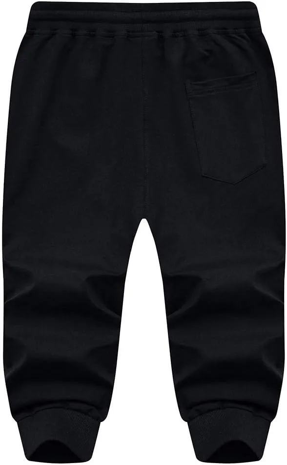 MAGNIVIT Men's 3/4 Jogger Capri Pants Workout Gym Below Knee Shorts Zipper Pockets Jogger Sweatpant Capris for Men