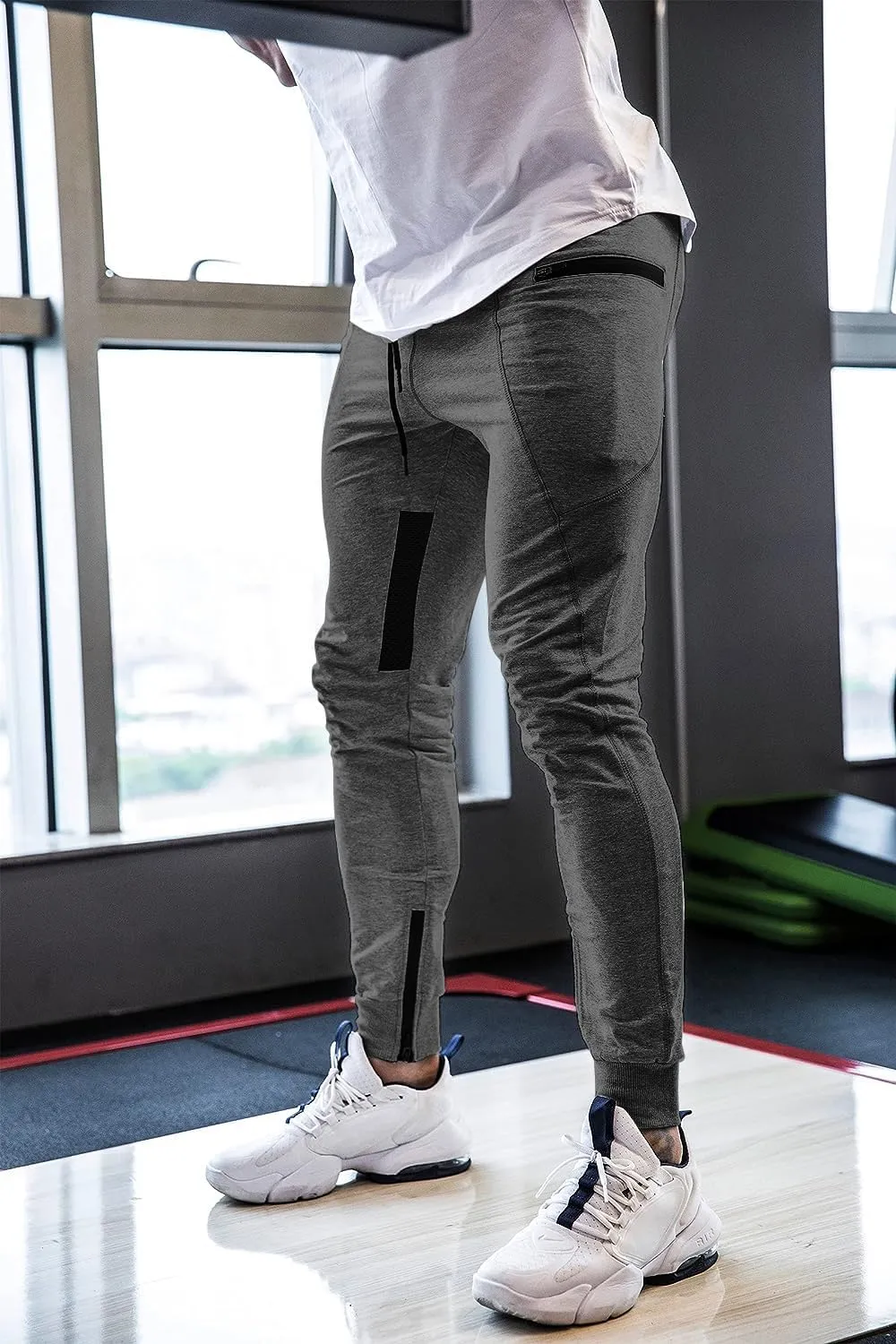 MAIKANONG Mens Joggers Pants Tapered Sweatpants Casual Gym Training Workout Pants Slim Track Pant with Zipper Pockets