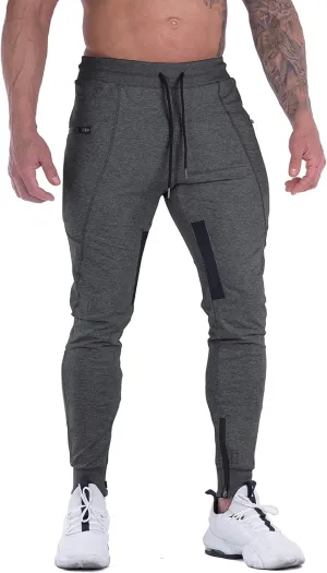 MAIKANONG Mens Joggers Pants Tapered Sweatpants Casual Gym Training Workout Pants Slim Track Pant with Zipper Pockets