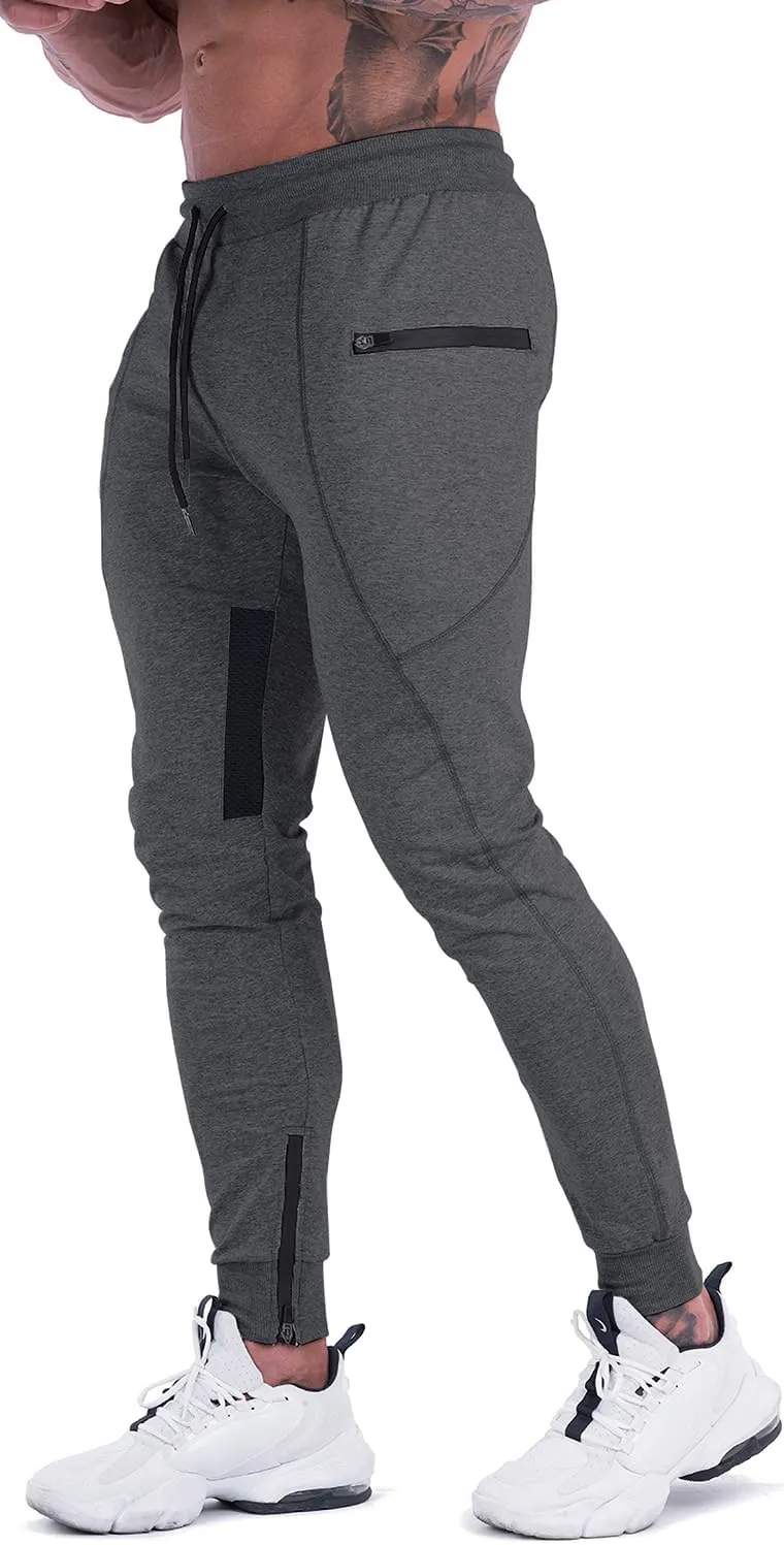 MAIKANONG Mens Joggers Pants Tapered Sweatpants Casual Gym Training Workout Pants Slim Track Pant with Zipper Pockets