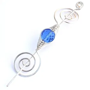 March Aquamarine Shawl Pin - Noteworthy Birthstone Silver