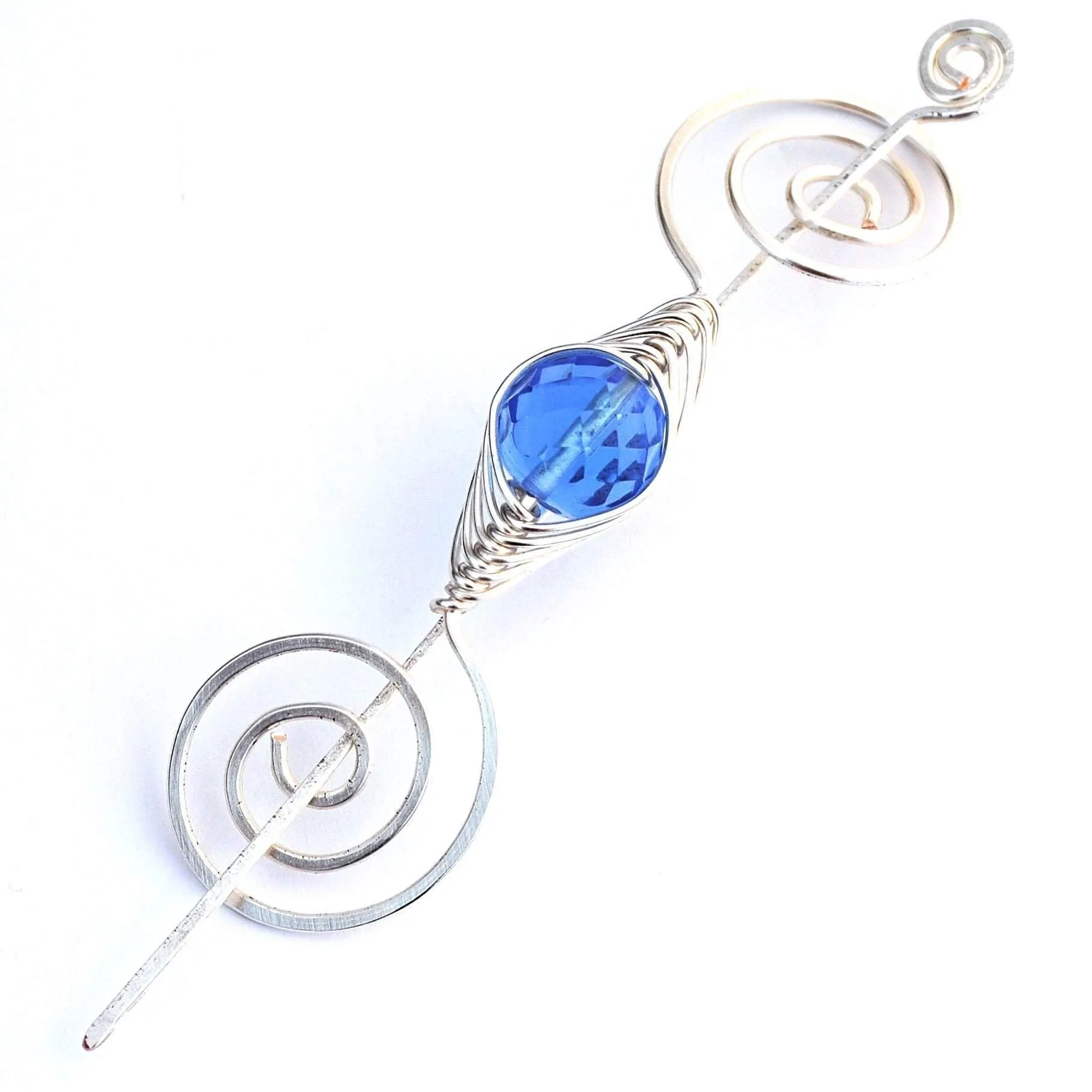 March Aquamarine Shawl Pin - Noteworthy Birthstone Silver