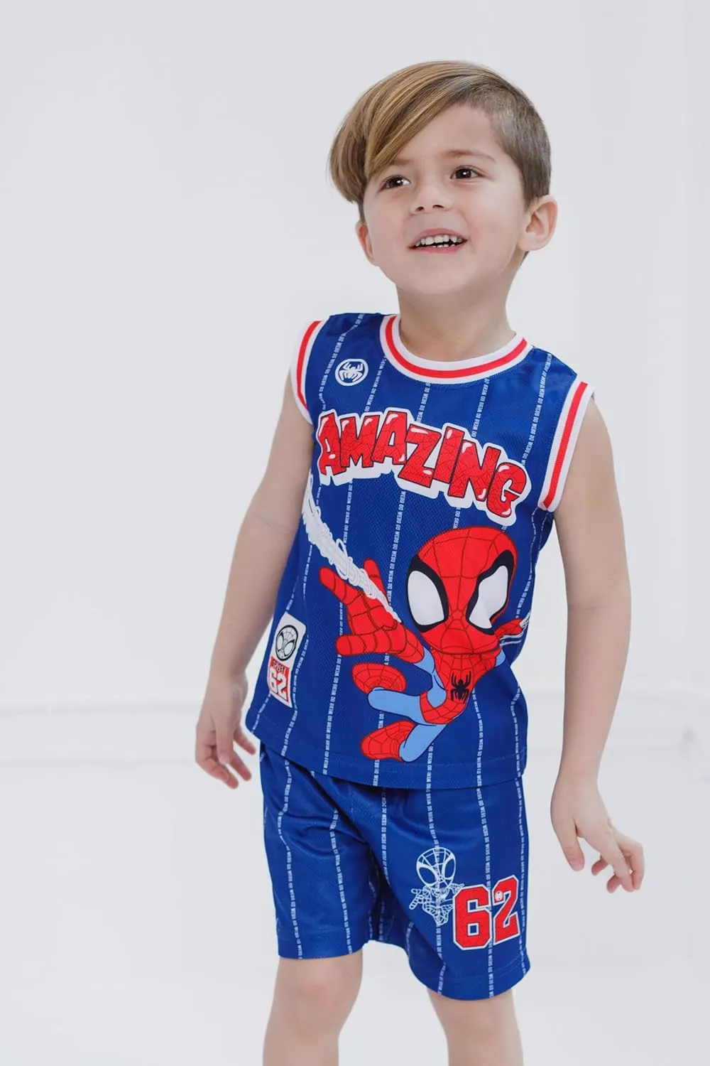 Marvel Spider-Man Miles Morales Hulk Mesh Jersey Tank Top Shirt and Basketball Shorts Toddler to Big Kid Sizes (2T - 18-20)