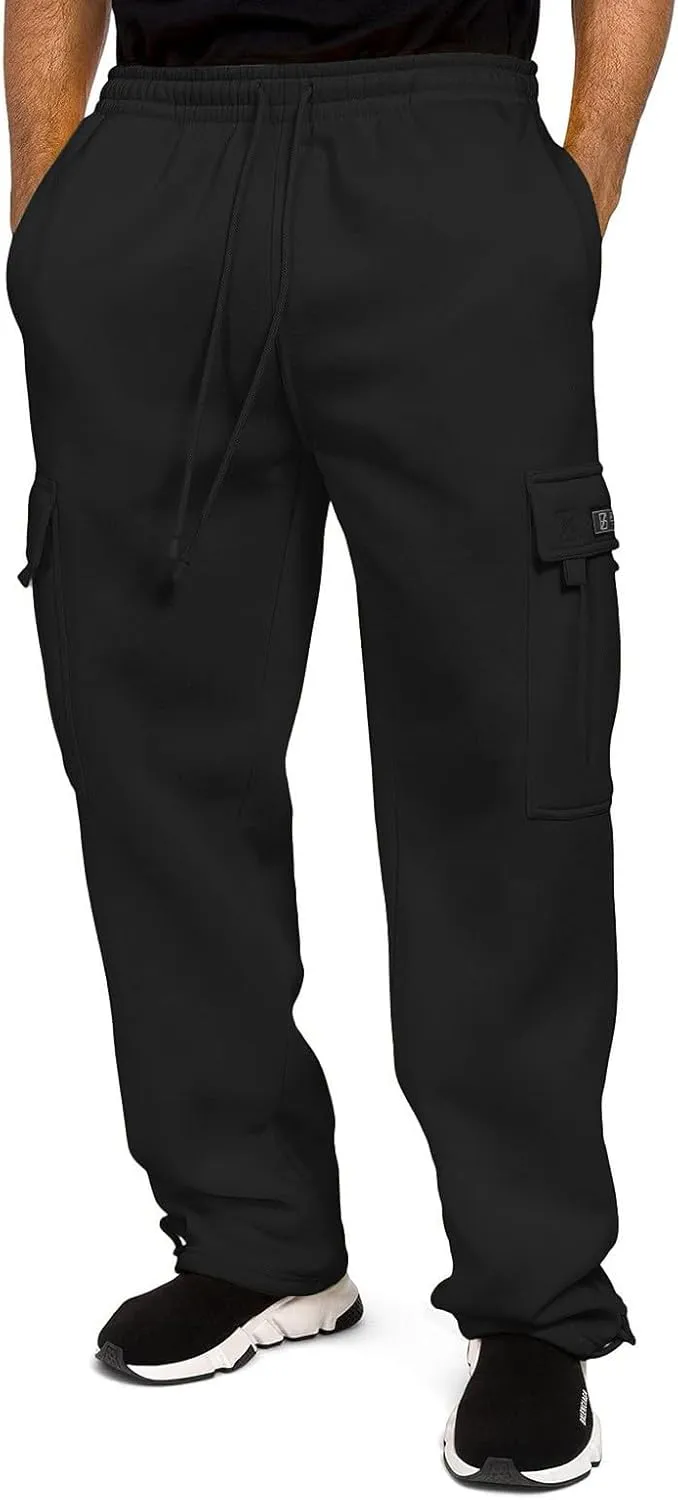 Mens Baggy Cargo Pants Elastic Waist Open Bottom Sweatpants Loose Fit Lightweight Hiking Work Pant Multi Pockets