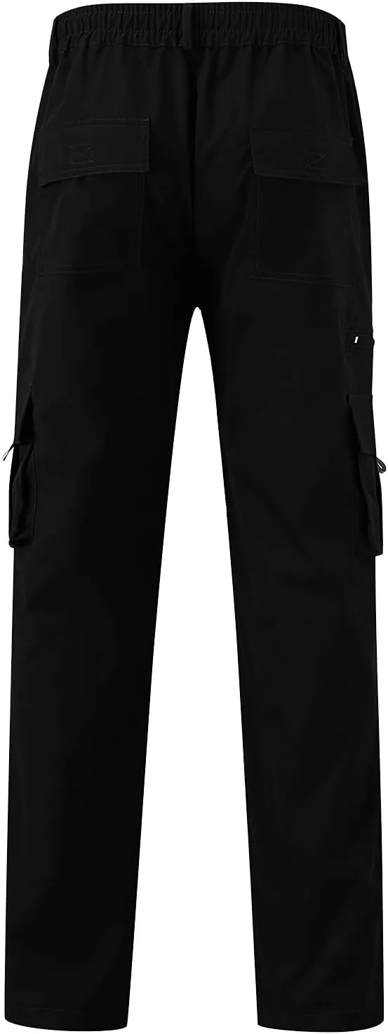 Men's Cargo Pants Straight Leg Hiking Joggers Lightweight Loose Pants Outdoor Streetwear Trousers with Pocket