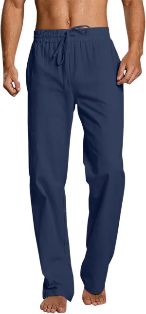 Men's Casual Joggers Pants Baggy Drawstring Elastic Waist Track Pant Summer Sweatpants Trousers with Pockets Chino Pants Slim Fit Mens Ice Skating Tights