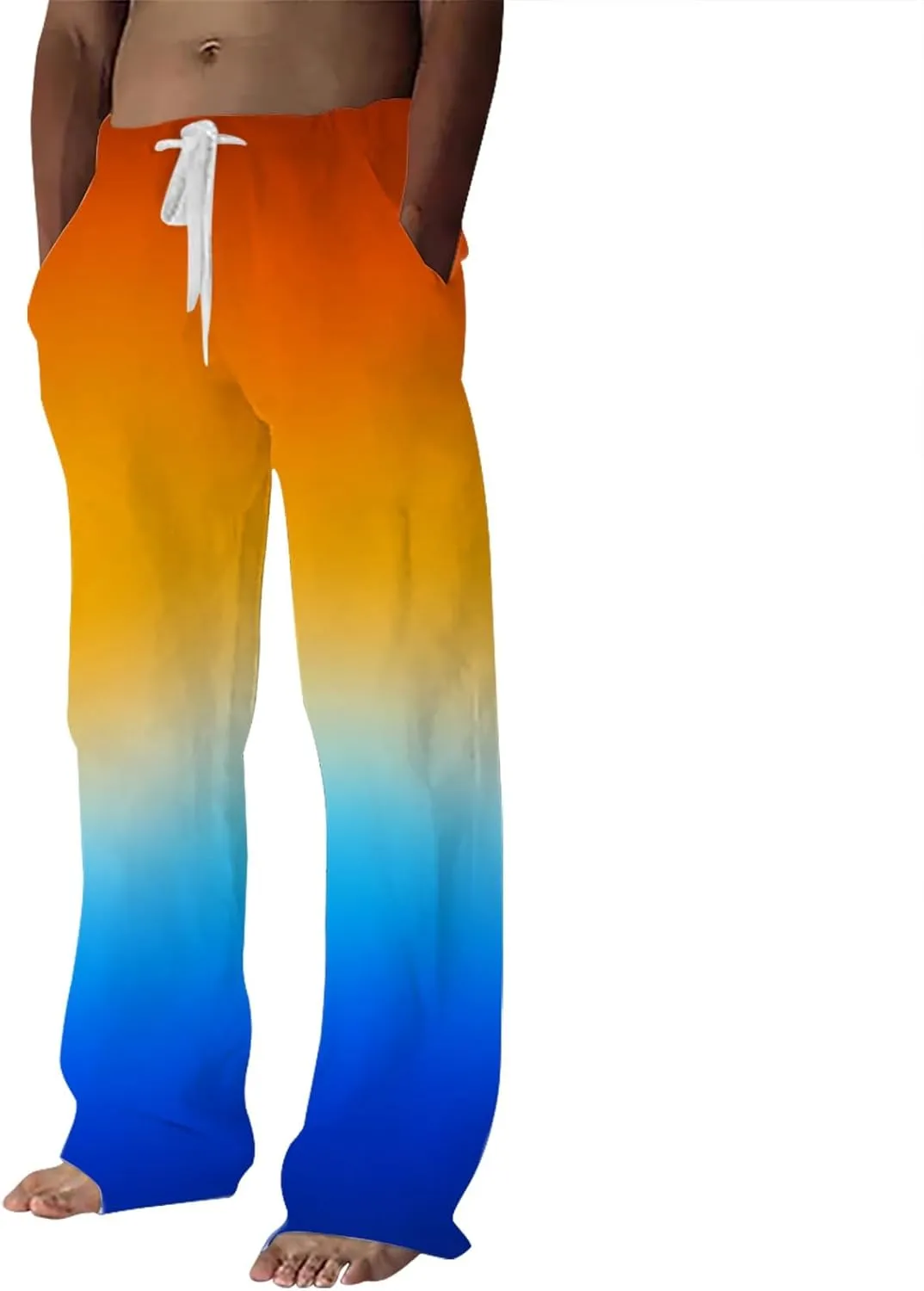 Men's Casual Pants Elastic Waist Trousers Running Workout Joggers Summer Yoga Beach Pants Leisure and Daily Wear Skinny Chinos