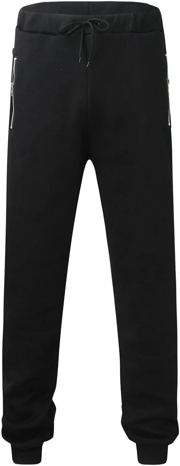 Men's Jogger Pants Slim Fit Elastic Waist Zipper Pockets Lightweight Drawstring Casual Daily Workout Athletic