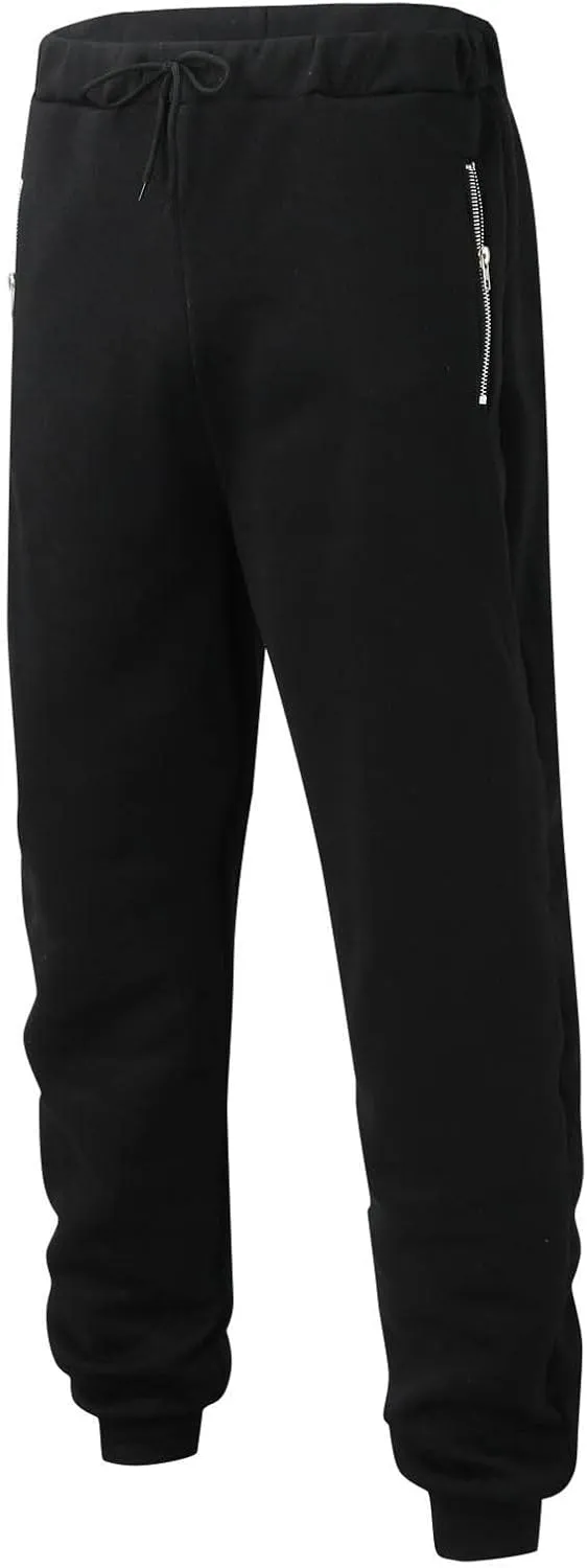 Men's Jogger Pants Slim Fit Elastic Waist Zipper Pockets Lightweight Drawstring Casual Daily Workout Athletic