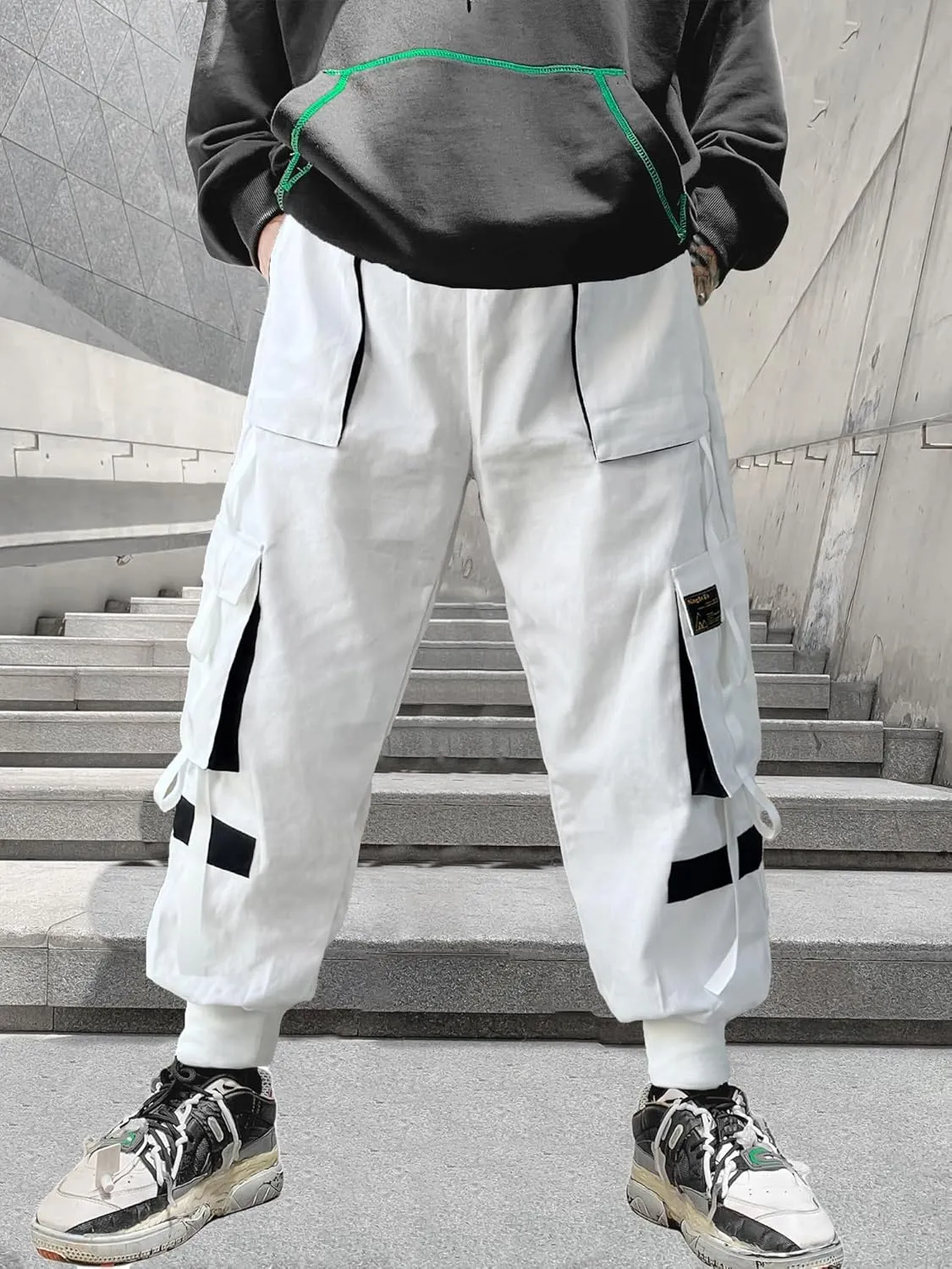 Men's Joggers Punk Cargo Baggy Techwear Hip Hop Harem Streetwear Tactical Track Pants