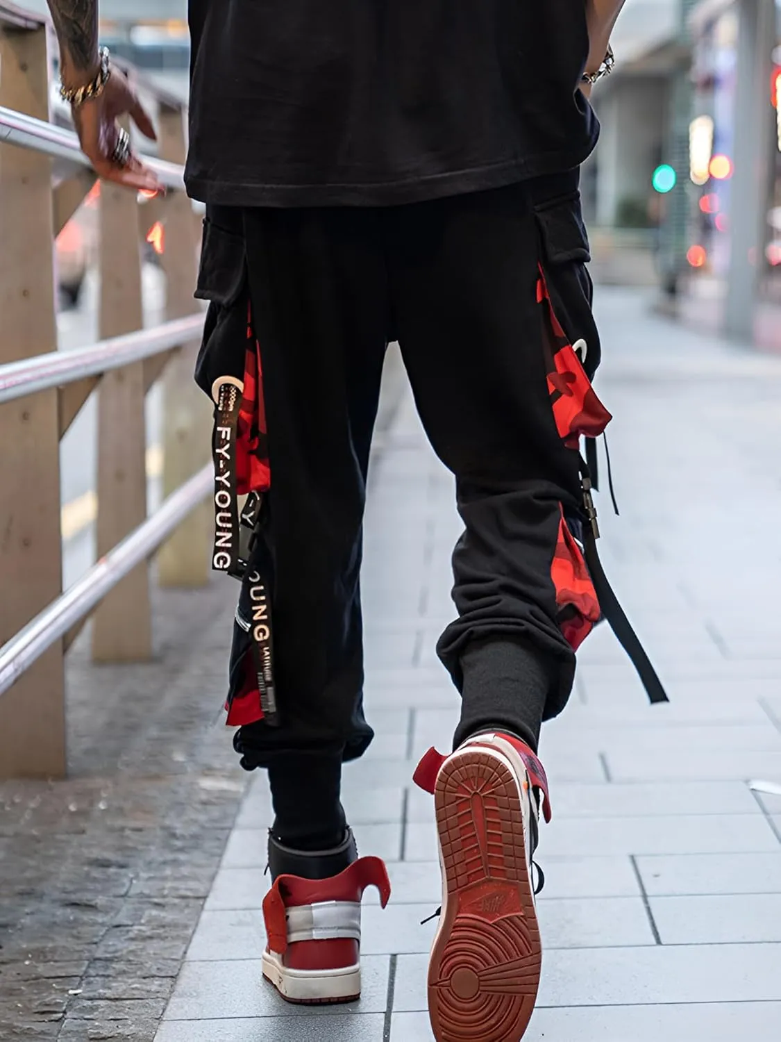 Men's Joggers Punk Cargo Baggy Techwear Hip Hop Harem Streetwear Tactical Track Pants