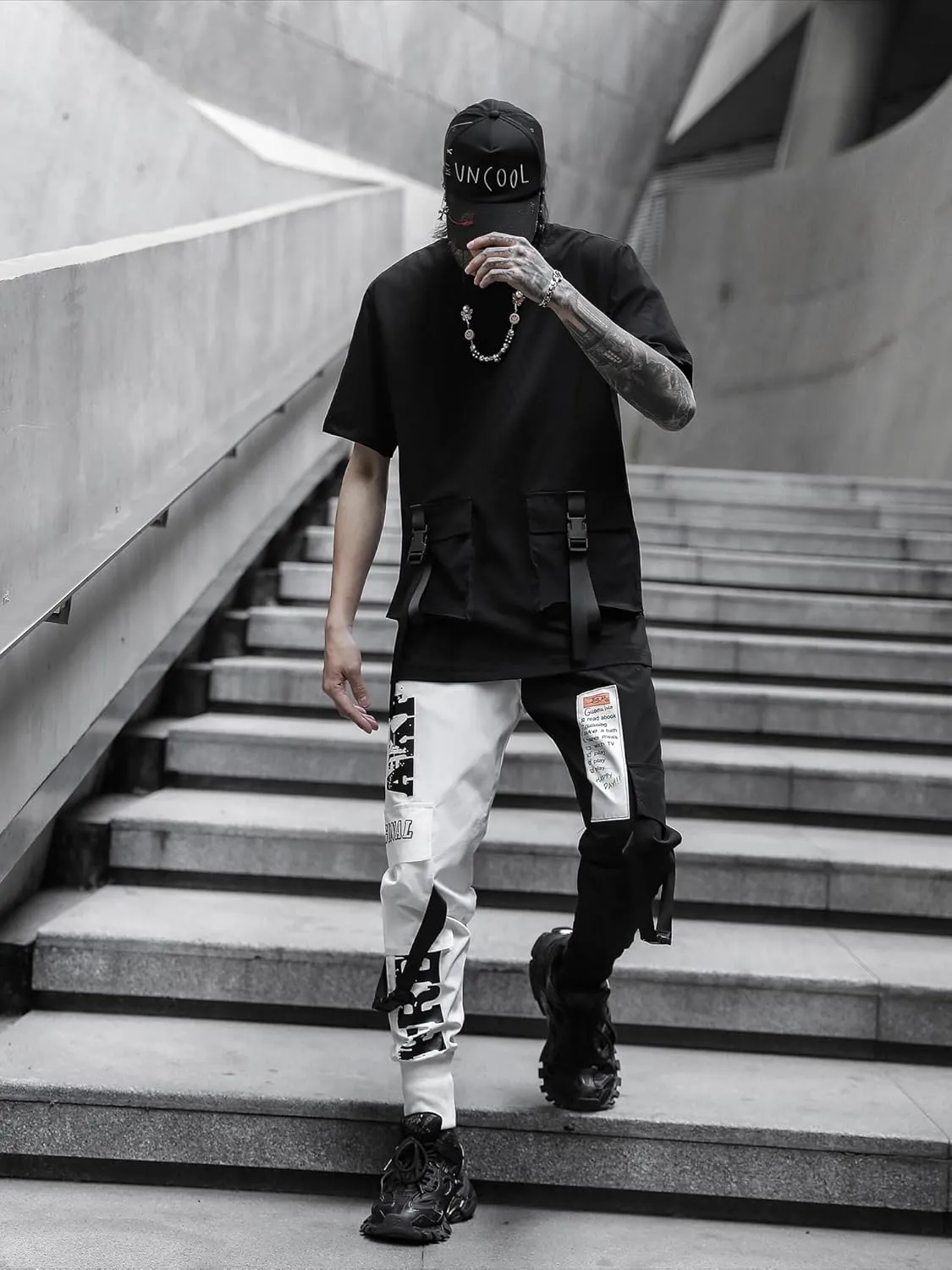 Men's Joggers Punk Cargo Baggy Techwear Hip Hop Harem Streetwear Tactical Track Pants