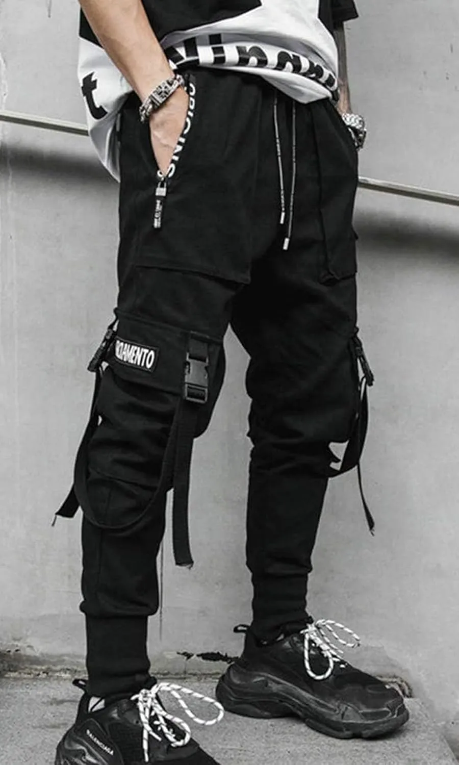Men's Joggers Punk Cargo Baggy Techwear Hip Hop Harem Streetwear Tactical Track Pants