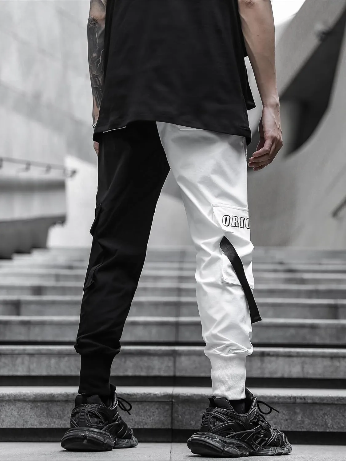 Men's Joggers Punk Cargo Baggy Techwear Hip Hop Harem Streetwear Tactical Track Pants