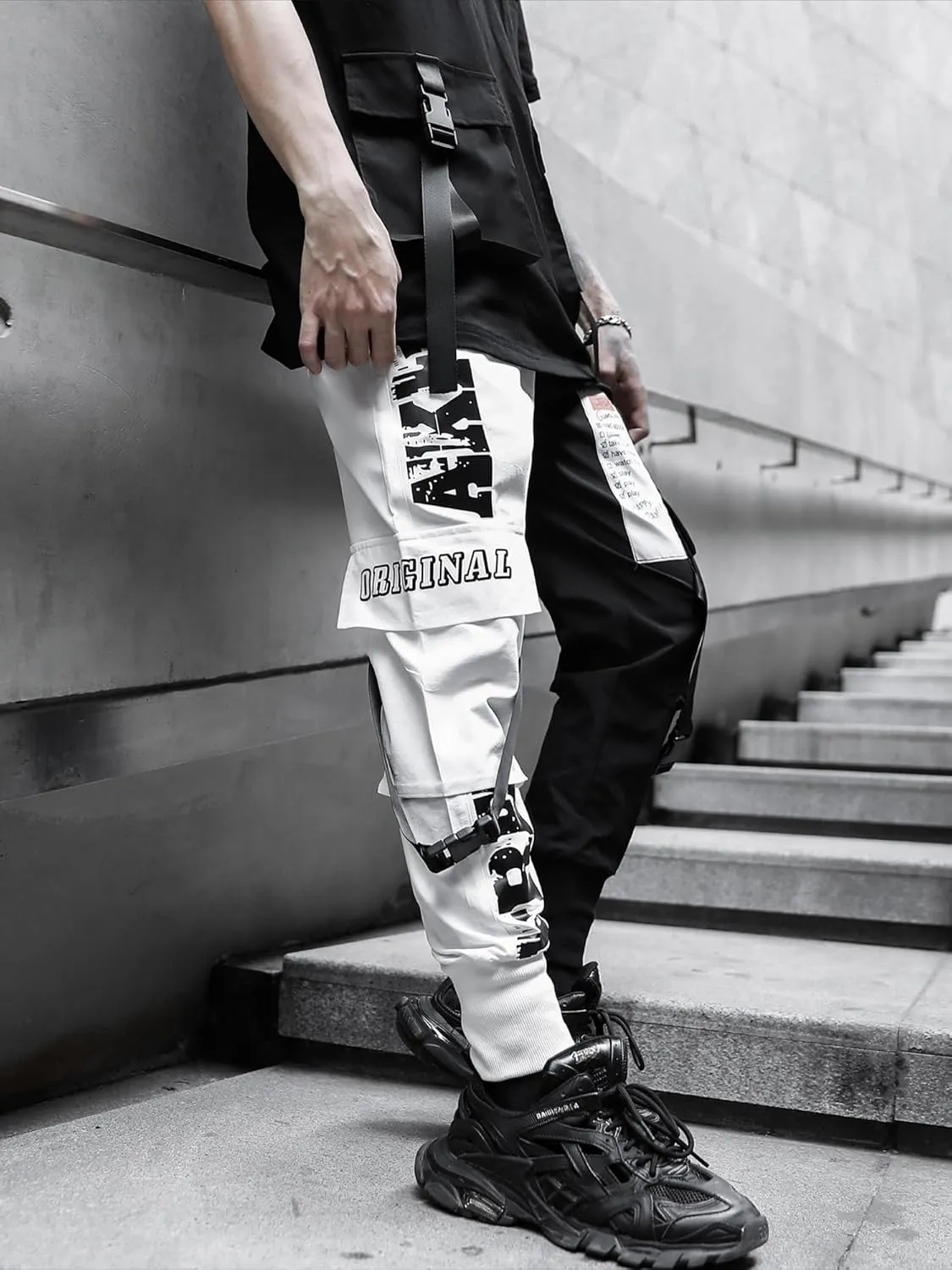 Men's Joggers Punk Cargo Baggy Techwear Hip Hop Harem Streetwear Tactical Track Pants