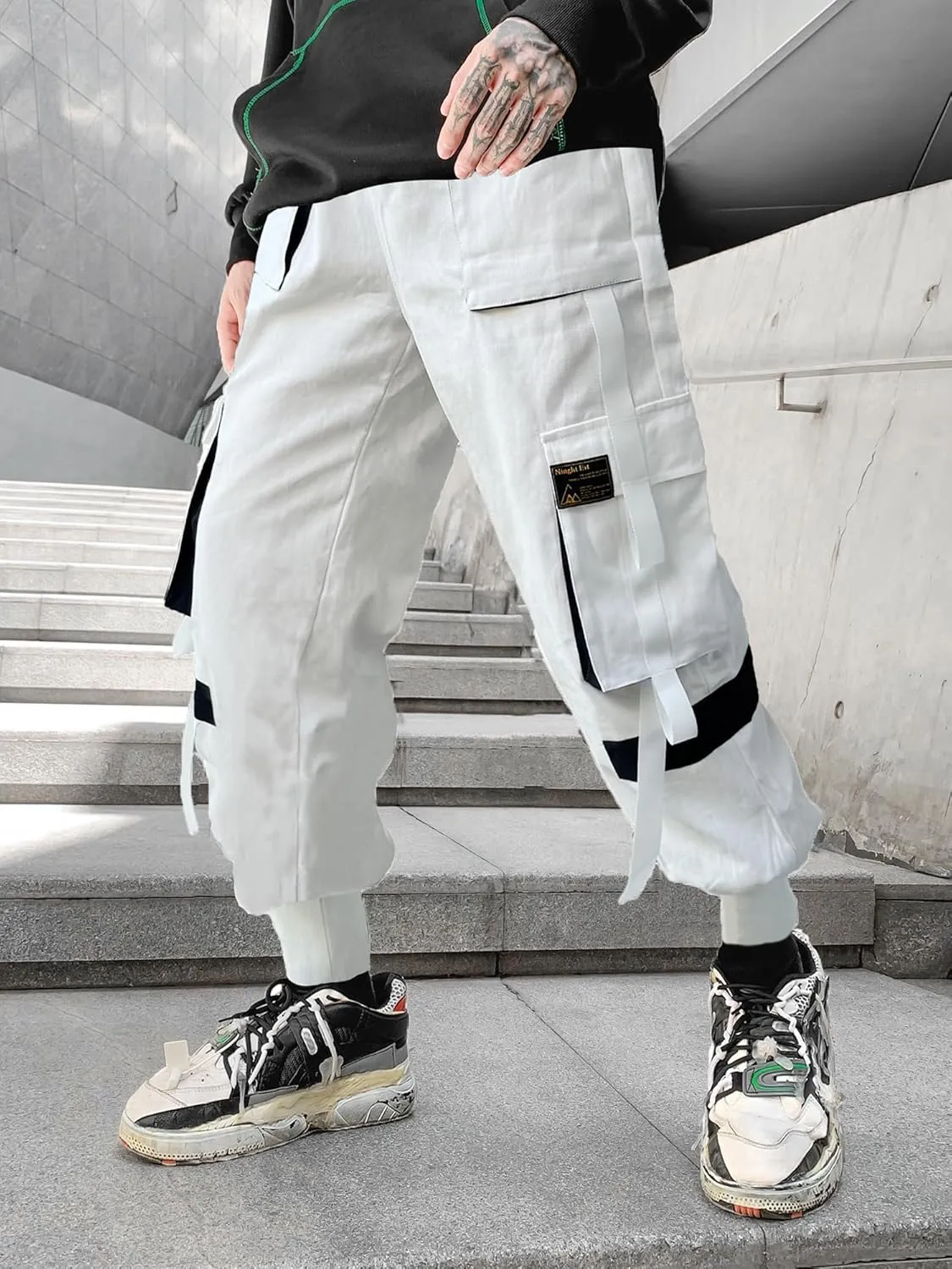 Men's Joggers Punk Cargo Baggy Techwear Hip Hop Harem Streetwear Tactical Track Pants