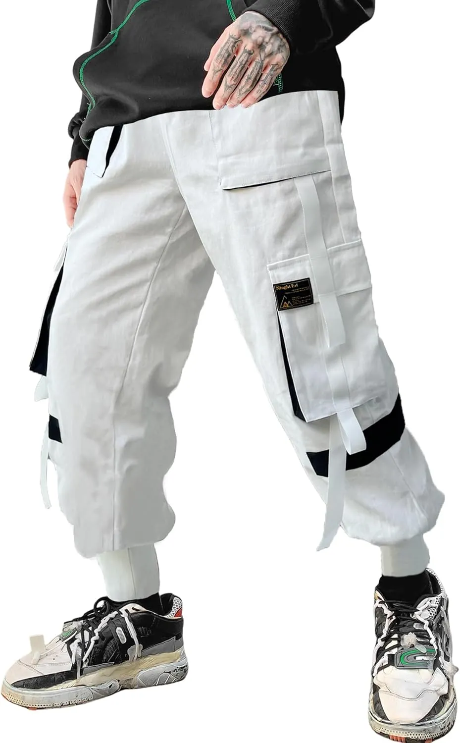 Men's Joggers Punk Cargo Baggy Techwear Hip Hop Harem Streetwear Tactical Track Pants