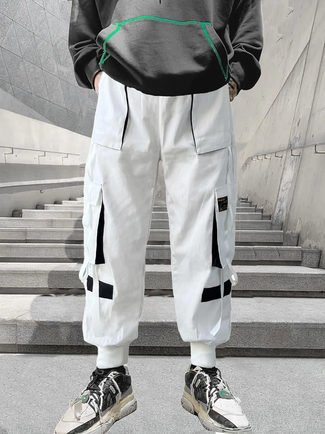 Men's Joggers Punk Cargo Baggy Techwear Hip Hop Harem Streetwear Tactical Track Pants