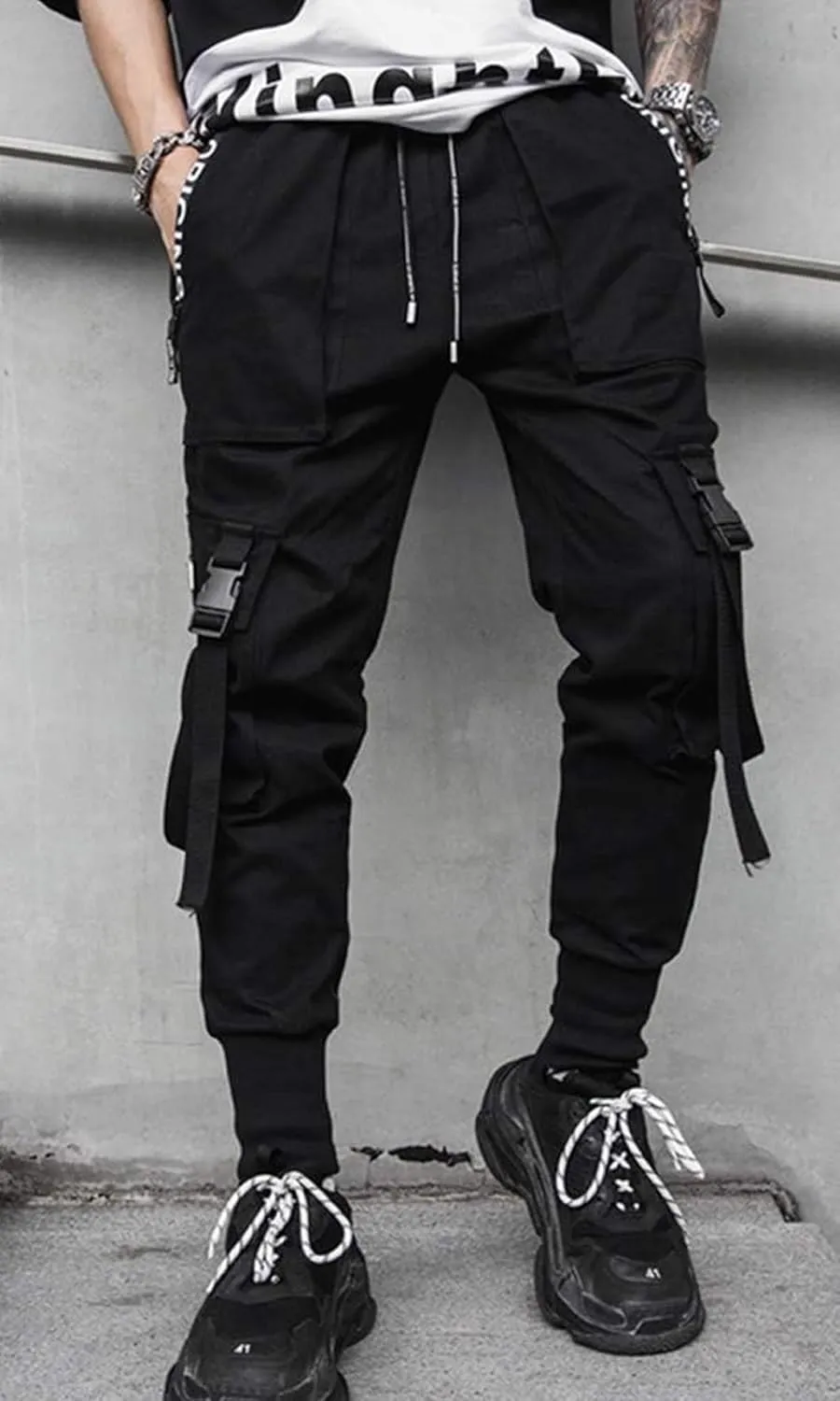 Men's Joggers Punk Cargo Baggy Techwear Hip Hop Harem Streetwear Tactical Track Pants