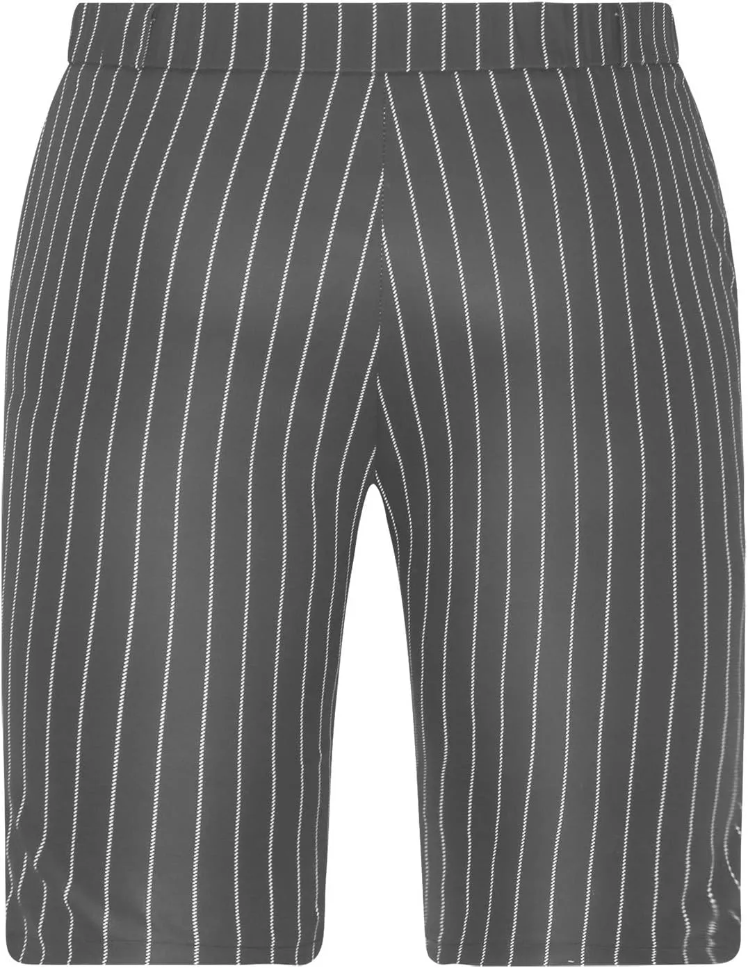 Mens Shorts Striped 9 Inch Work Golf Pants Slim Fit Elastic Waist Knee Length Button Trousers Streetwear