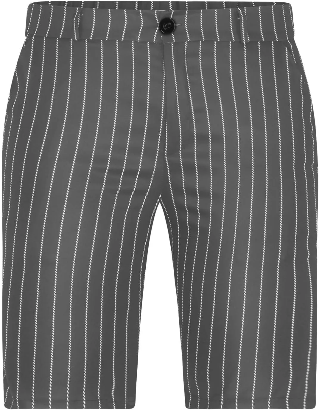 Mens Shorts Striped 9 Inch Work Golf Pants Slim Fit Elastic Waist Knee Length Button Trousers Streetwear