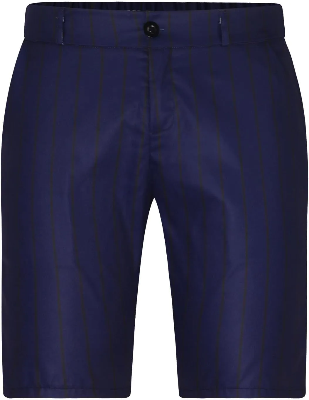 Mens Shorts Striped 9 Inch Work Golf Pants Slim Fit Elastic Waist Knee Length Button Trousers Streetwear