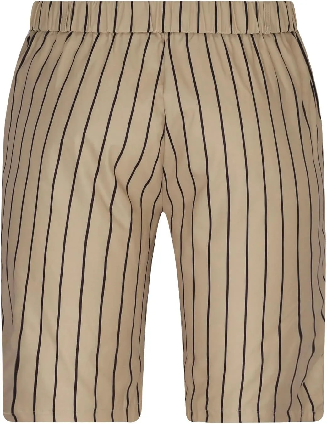 Mens Shorts Striped 9 Inch Work Golf Pants Slim Fit Elastic Waist Knee Length Button Trousers Streetwear