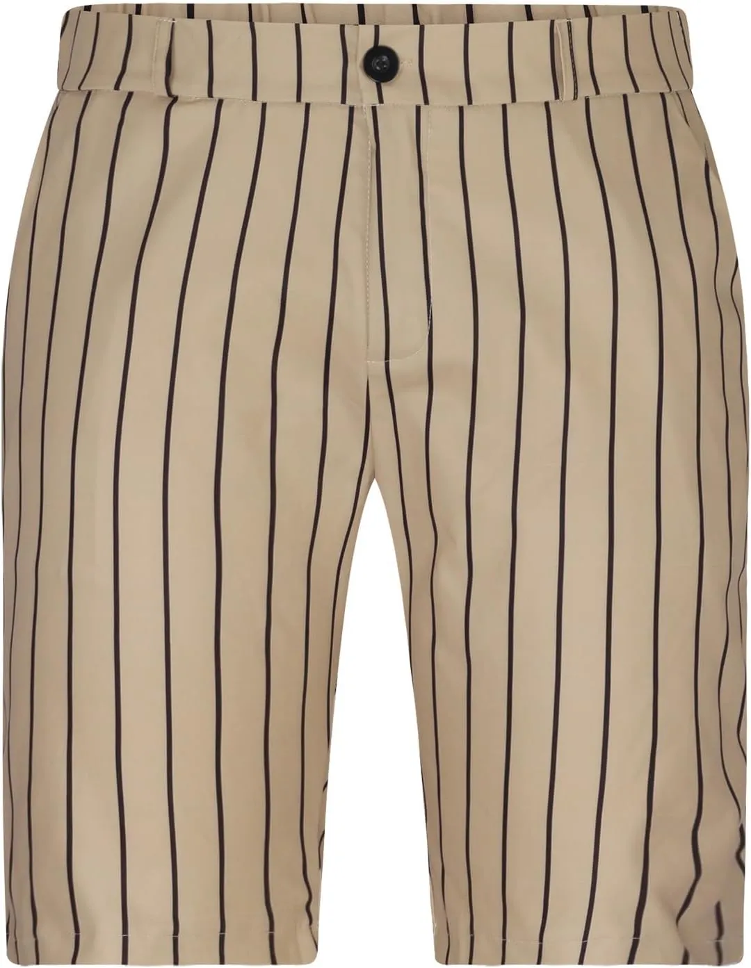Mens Shorts Striped 9 Inch Work Golf Pants Slim Fit Elastic Waist Knee Length Button Trousers Streetwear