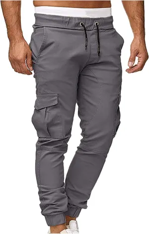 Men's Slim Fit Cargo Pants Stretch Comfy Drawstring Sweatpants Casual Workout Chinos Pants Fashion Work and Travel Pants