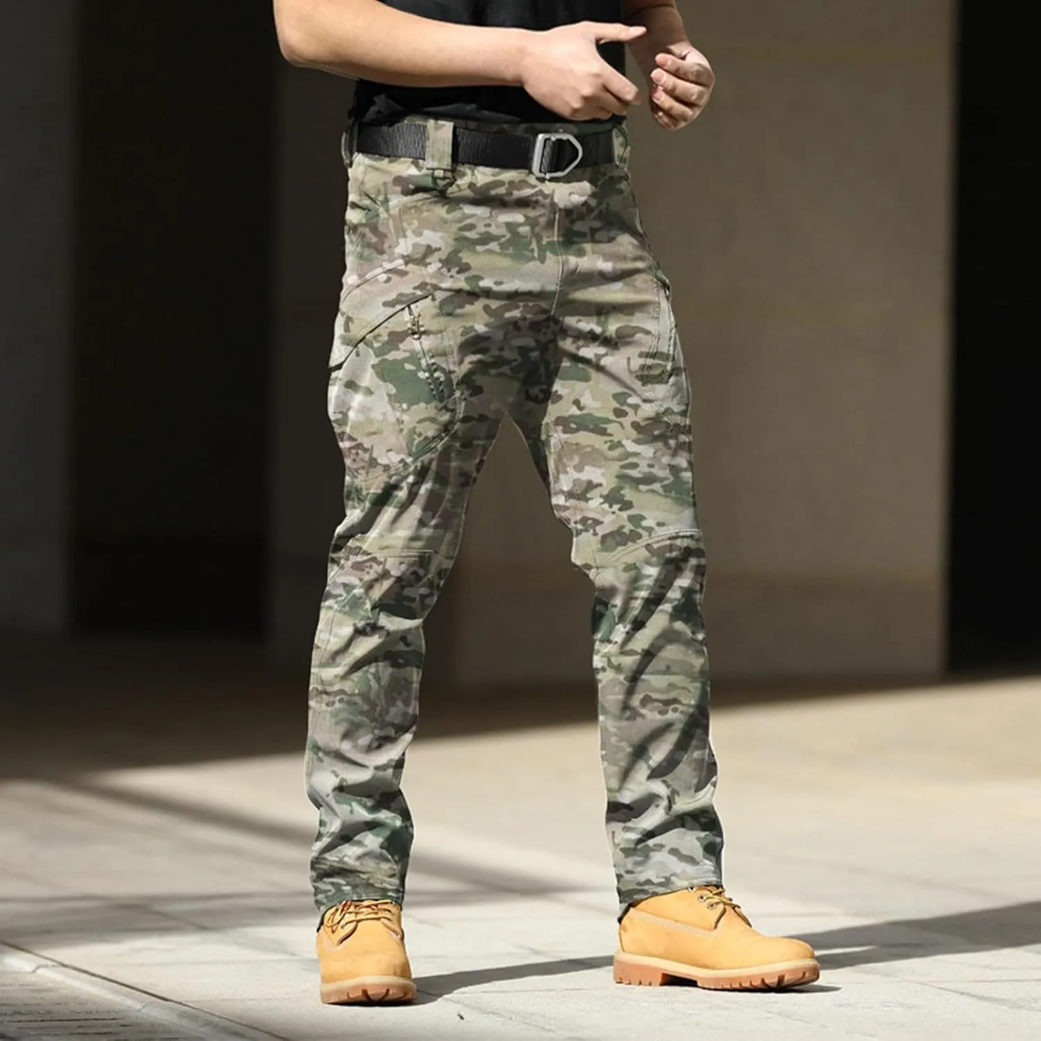 Men's Tactical Cargo Pants Hiking Joggers Running Workout Gym Track Golf Pants Summer Lightweight Trousers