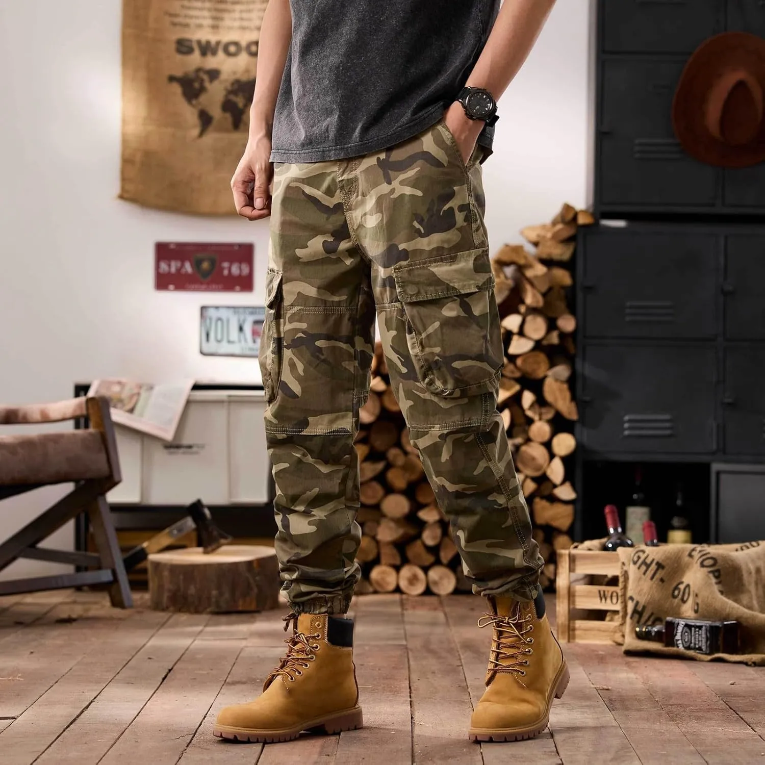 Men's Tactical Pants Hiking Cargo Pants Lightweight Work Pant Trousers Outdoor Running Hiking Joggers