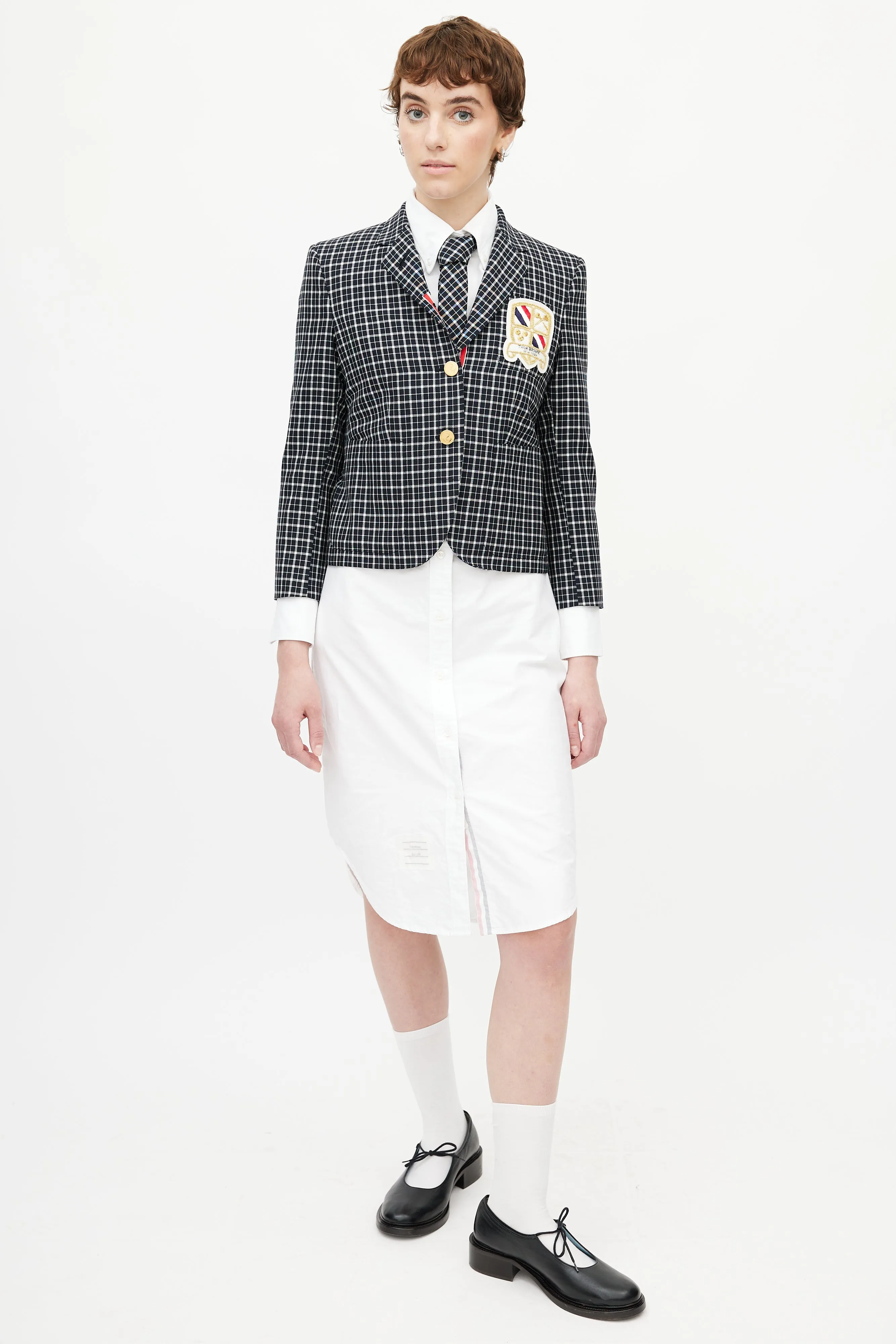 Navy & Multicolour Plaid Tie Blazer