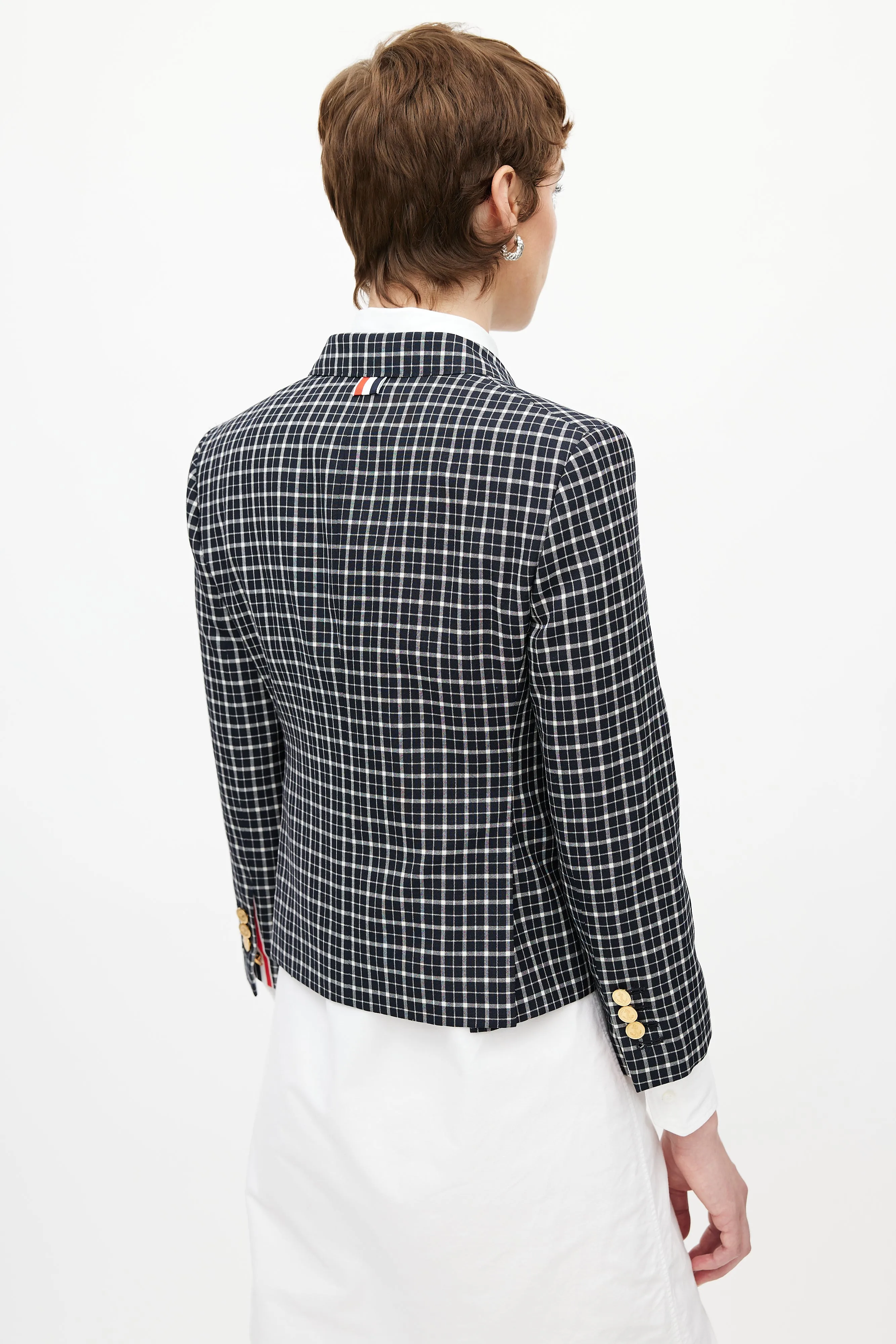 Navy & Multicolour Plaid Tie Blazer