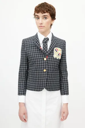 Navy & Multicolour Plaid Tie Blazer