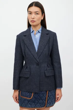 Navy Wool Plaid Blazer