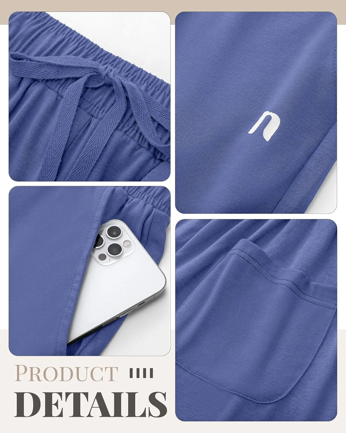 Neer 3 Pack Women's Capri Pants, Cotton Wide Leg Basic Sweatpants Lounge Loose Fit Casual Drawstring Yoga Capris with Pockets