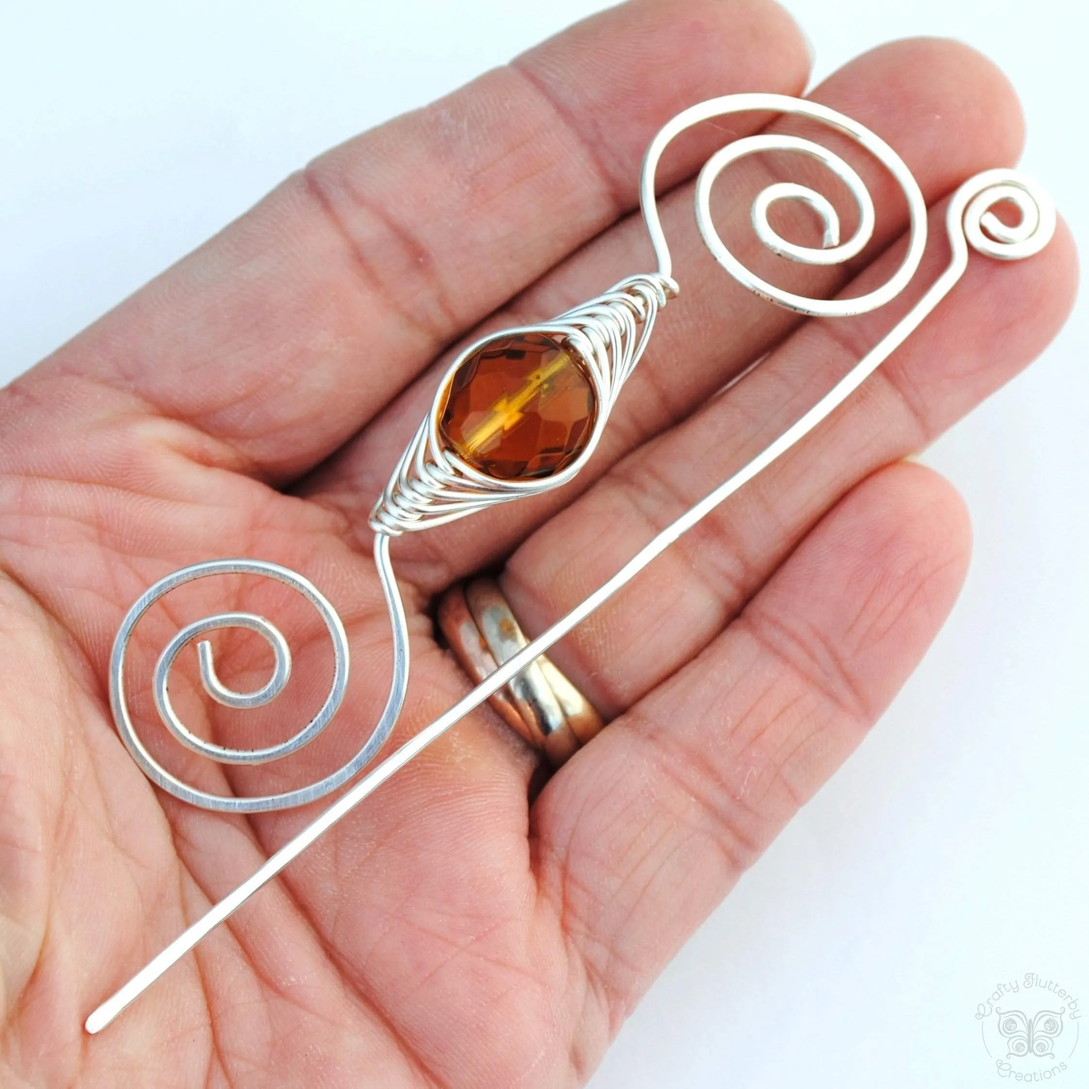 November Topaz Shawl Pin - Noteworthy Birthstone Silver