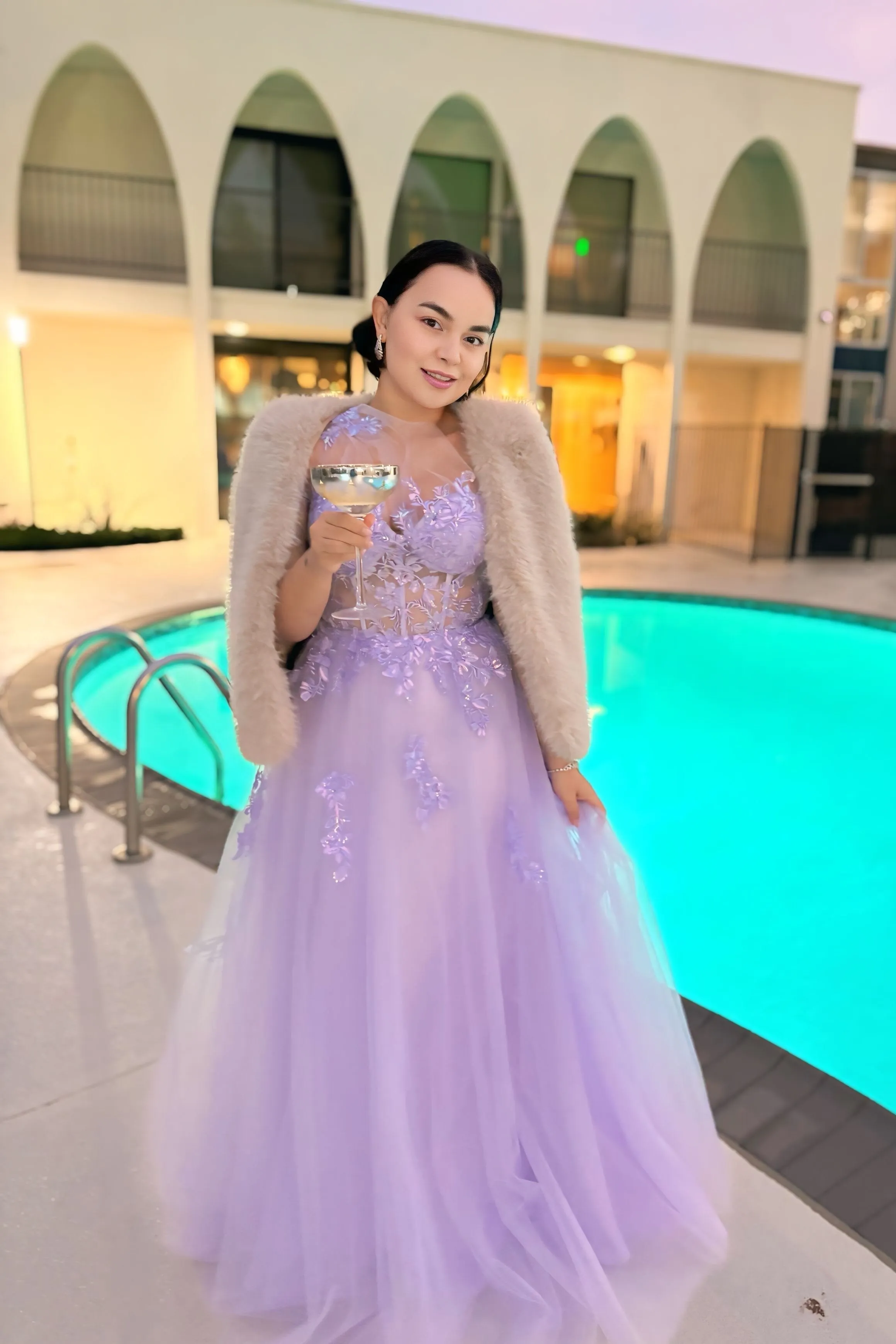 One-shoulder Lace Appliqued Sequin Floor-length Sweep Train Dress