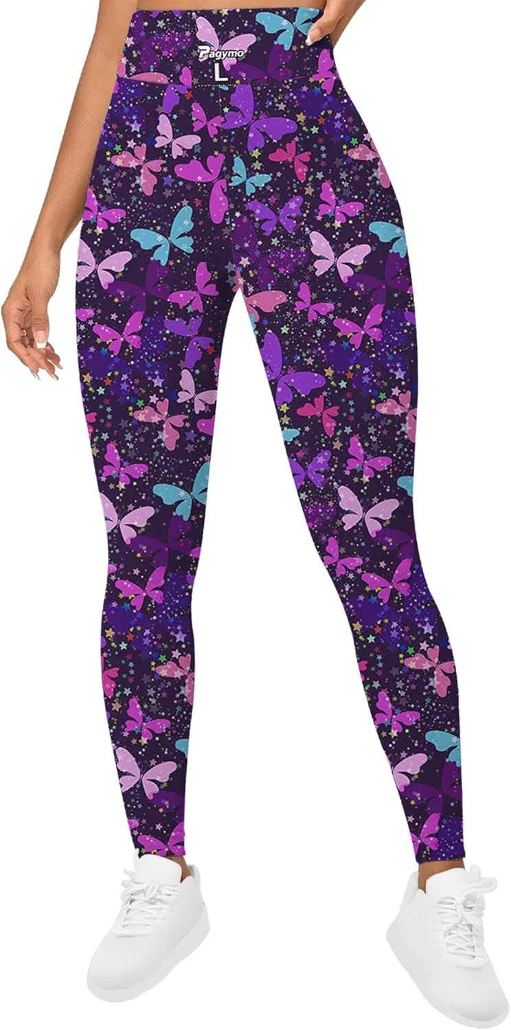 PAGYMO Leggings for Women Printed Womens Funny Gym Yoga Pants