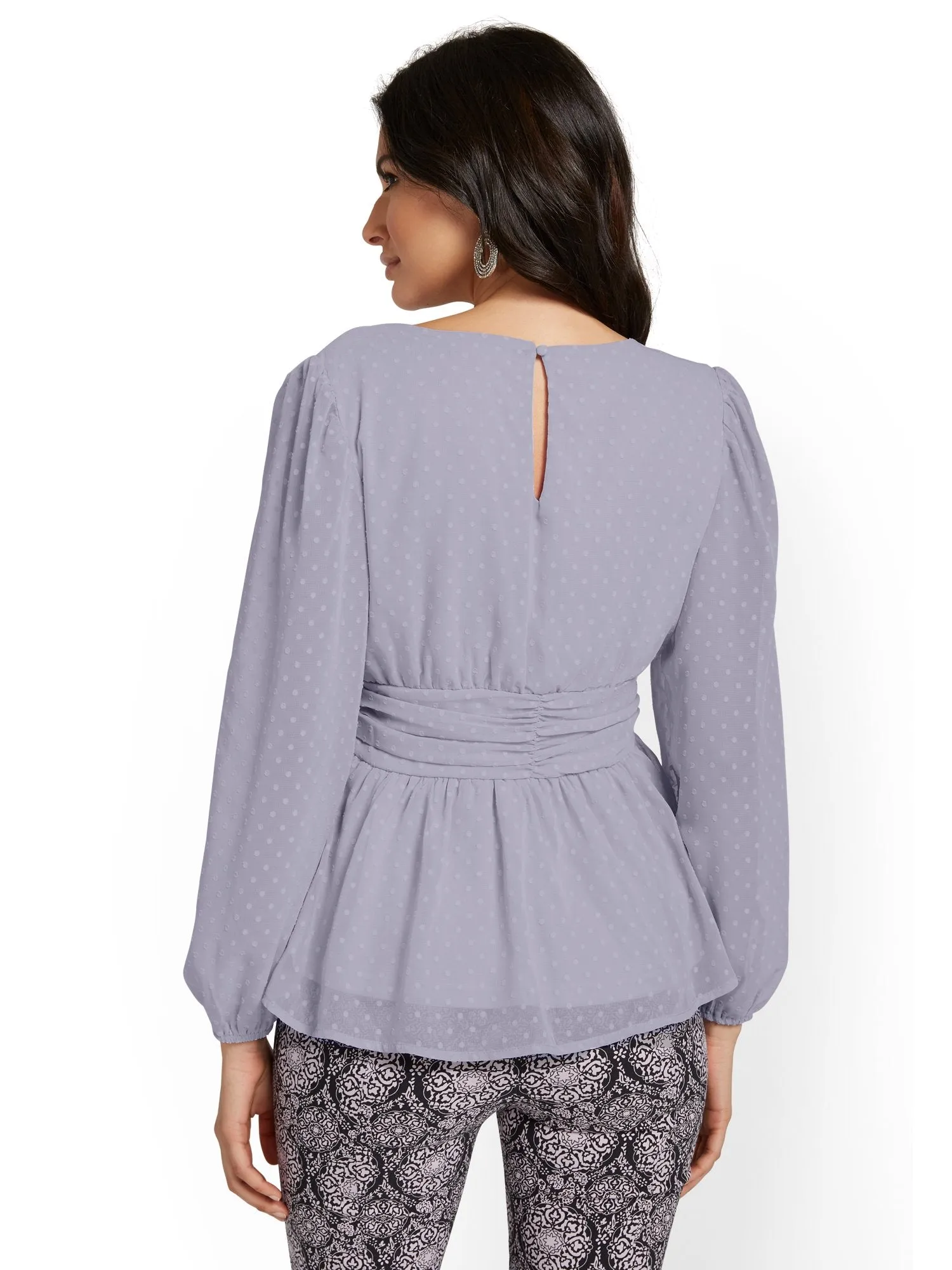 Peplum Dot-Detail Blouse