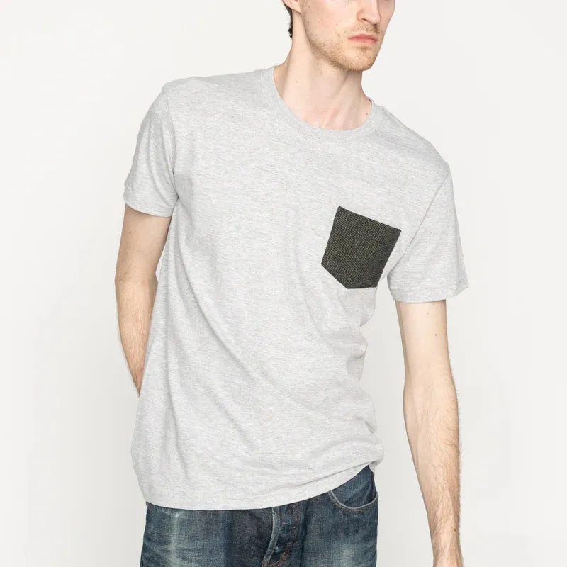 Pocket Tee (Heather Grey   Triple Yarn Twist Brushed Flannel Forest Green)